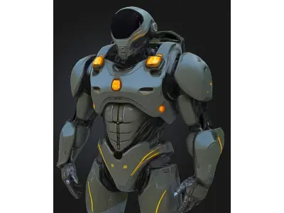 Military Combat Android Armored Sci-fi soldier Low-poly 3D model