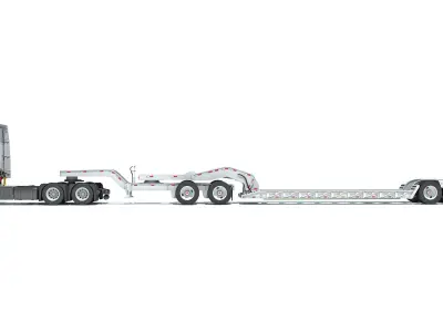 Semi Truck with Lowboy Trailer 3D model purchase