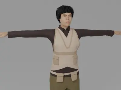 WWI Fighter Aircraft Pilot Low-poly 3D model
