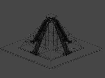 Low Poly Cartoon Simple Mayan Pyramid 3D model