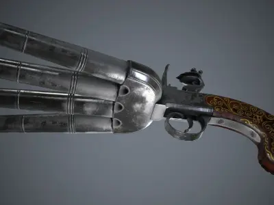 Flintlock Assault Pistol - model and textures Low-poly 3D model