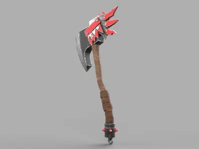 Battle axe Low-poly 3D model 45