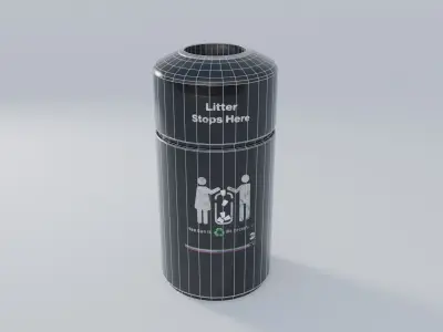 NYC Subway Trash Can 4K Low-poly 3D model