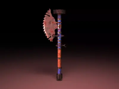 Post Apocalyptic Rusty Axe Weapon 3D Model Low Poly Low-poly 3D model