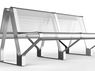 Waiting Room Seat V2 Double 2 Big Seats 3D model