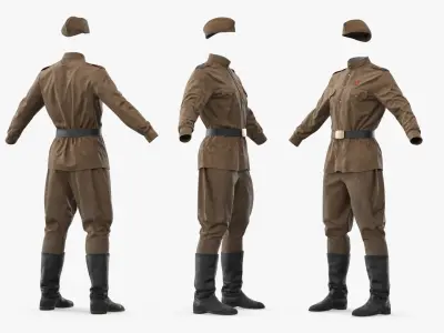  Soviet Soldier 1940s Military Uniform 