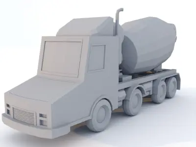 Cement Truck Low-poly 3D model