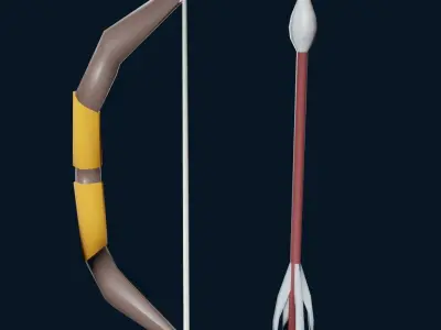 sword with shield and bow with arrow for game PBR Free low-poly 3D model