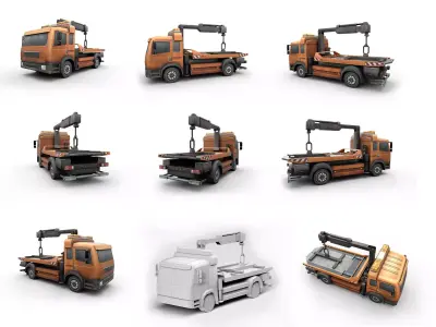 Collection of heavy and industrial vehicles Low-poly 3D model