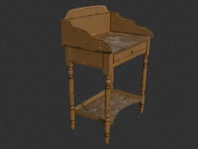  Victorian Painted Wooden Washstand Table with Drawer  Low-poly 3D model