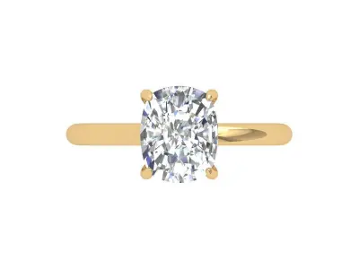 Cushion Solitaire Ring 3D print model 4