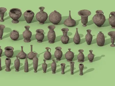 41 Vase Jar Vessel pack Low-poly 3D model