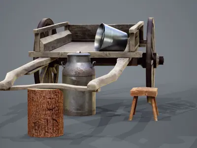 Milkmans cart Low-poly 3D model