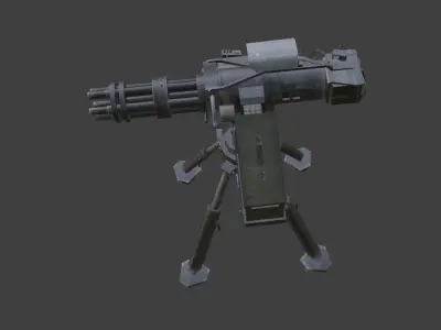 minigun turret Low-poly 3D model