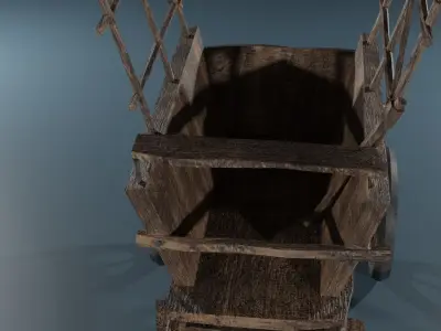 Medieval Farm Cart Low-poly 3D model
