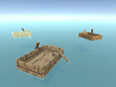 Block Pack Boat - block styled voxel boat Low-poly 3D model