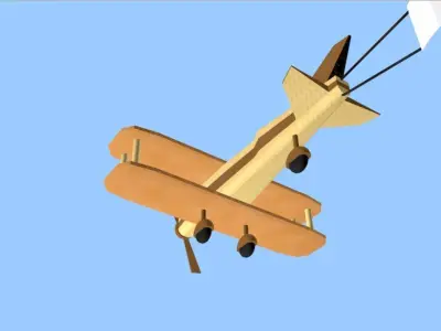 Origami Animated Cartoon Plane 3D model