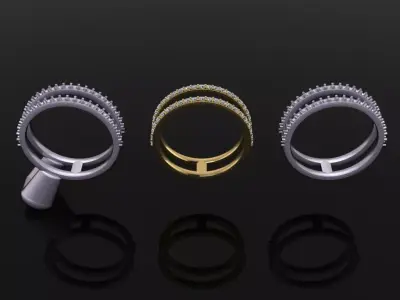 DOUBLE DIAMOND ROW BAND RING SIZE 6 3D print model