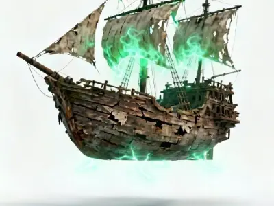 Spectral Flying Ghost Ship 3D Model Low-poly 3D model