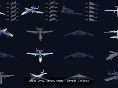 Asset - Army - Military Aircraft - Bomber 3D Model Pack