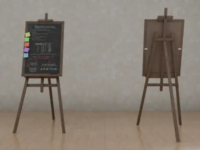 Vertical Wooden Chalkboards Duo - Customizable Standing Writing Board Set 3D model