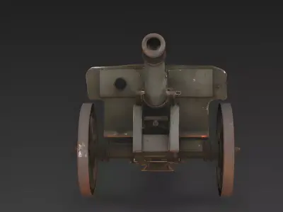 Realistic Destroyed Wrecked Cannon 3D Model Low-poly 3D model