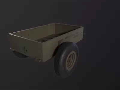 Military Hand Cart 3D Model Low-poly 3D model