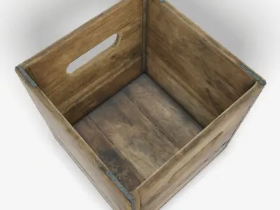 Wooden Milk Crate Game Ready PBR Textures Low Poly Low-poly 3D model