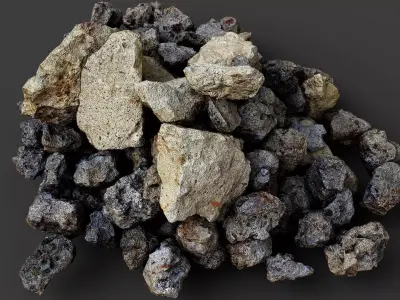 concrete debris pile ruins pt3 PBR photogrammetry Low-poly 3D model