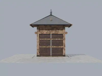 Japanese Yakuimon Gate - Samurai Residence Low Poly Low-poly 3D model