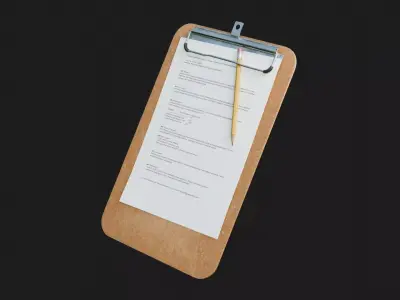 Clipboard and Pencil 4K Low-poly 3D model