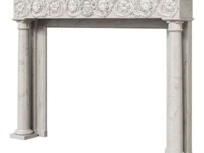 Antique 19th Century Marble Fireplace 3D model