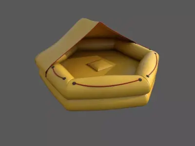 Inflatable rescue emergency raft Low-poly 3D model