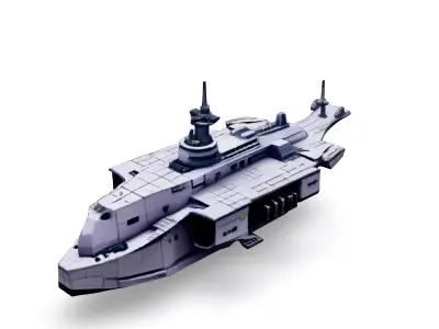 Scifi Battleship Lowpoly Game Asset Low-poly 3D model