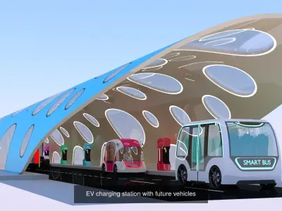Future EV charging stations 3D Model Pack
