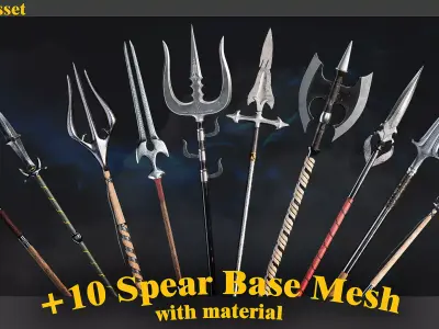 10 Model of battle spear Low-poly 3D model
