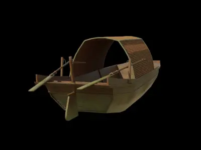 chinese black-awning boat Free low-poly 3D model