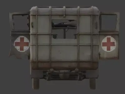 WWI Frontline Ambulance Wreckage model Low-poly 3D model