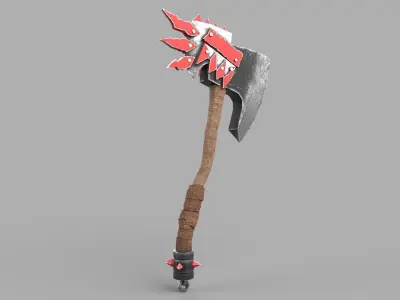 Battle axe Low-poly 3D model 45