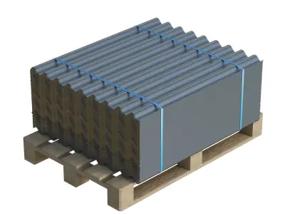 Metal Roof Tiles On Pallet 3D model