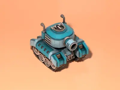Stylized Mini Tank Low-poly 3D model
