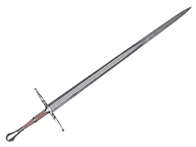 Medieval sword Low-poly 3D model 12