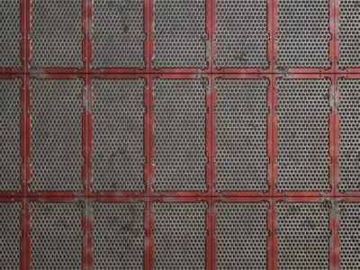 Reinforced Red Industrial Circular Grill PBR Seamless Texture