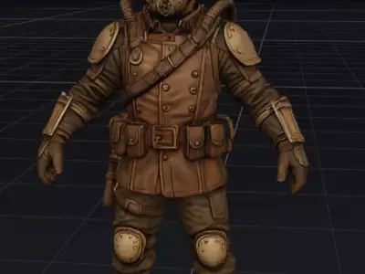 Steampunk Military Soldier Low-poly 3D model