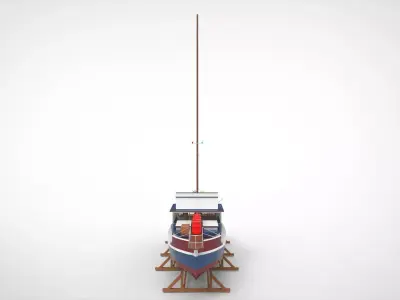 Building Fishing Vessel Low-poly 3D model
