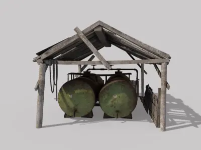 Old oil tank in open storage 3D model