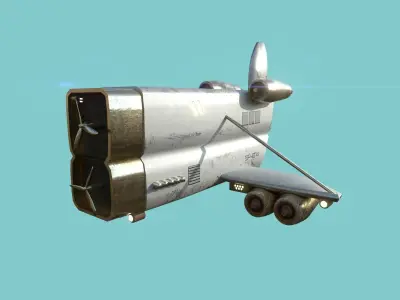 Aircraft Spaceship 02 - Futuristic Spacecraft Airship Low-poly 3D model