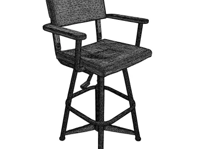 Vintage Industrial Adjustable Bar Stool Low-poly 3D model
