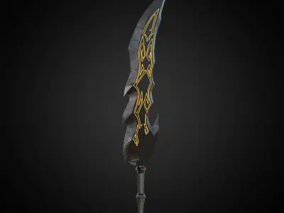 Wounded Sword Emissive Orange Low-poly 3D model