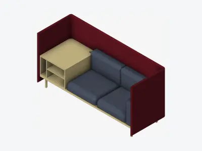 Furniture - Sofa - Contemporary - Flame - Corner Shelf - Left Low-poly 3D model